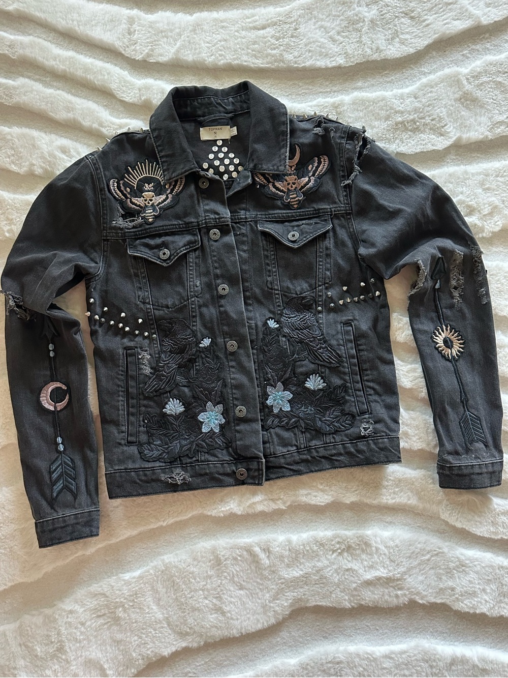 Men’s Topman Limited Edition Black Denim Jacket – Size XS | Excellent Condition